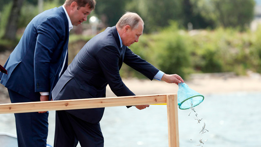 Путин посетил Байкальский государственный природный заповедник и лично выпустил в озеро мальков омуля (видео)