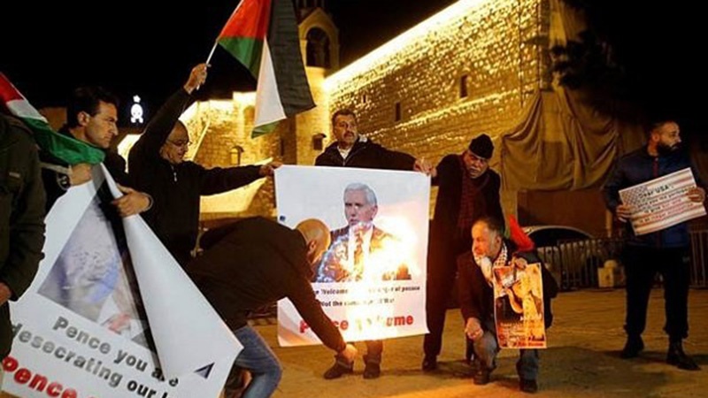 Պաղեստինցիները բողոքի ցույցեր են իրականացնում Մայք Փենսի այցի դեմ
