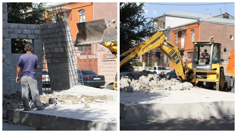 Գյումրիում ապօրինի շինություն է քանդվել (լուսանկարներ) 