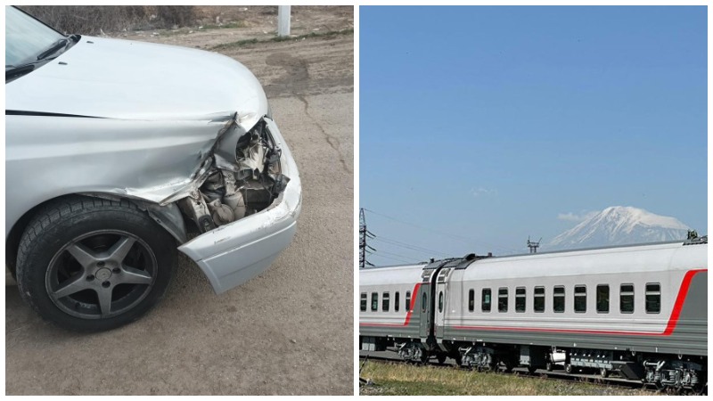 Բախվել են Գյումրի-Երևան էլեկտրագնացքն ու մարդատար մեքենան (լուսանկարներ)