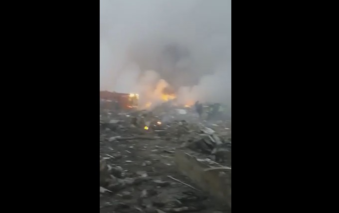 Հրապարակվել է տեսանյութ` Բիշքեկում օդանավի կործանման վայրից