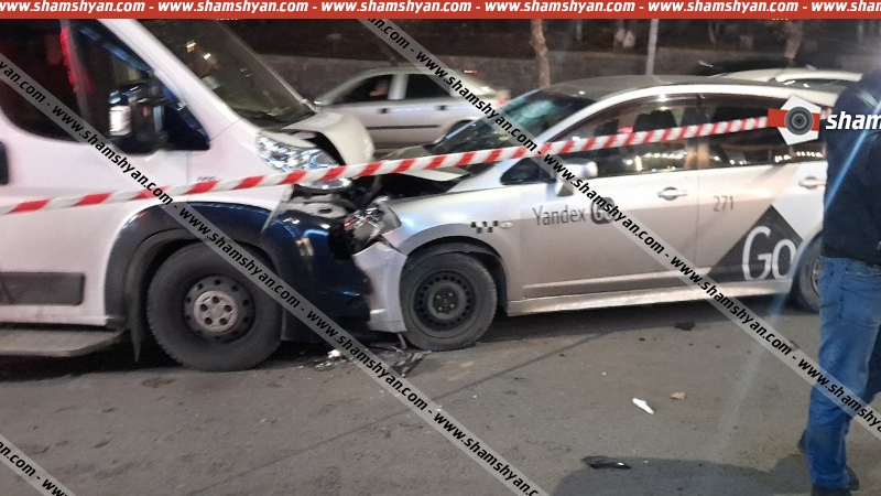 Երևանում ճակատ-ճակատի բախվել են թիվ 63 երթուղին սպասարկող Fiat-ն ու «Յանդեքս Տաքսի» Nissan-ը. կա 6 վիրավոր