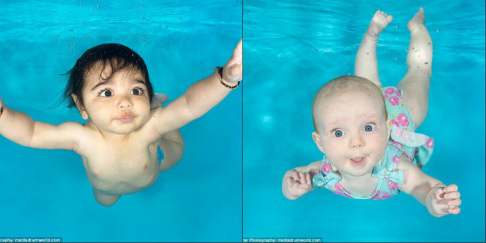 3-ամսական երեխաներն առաջին անգամ հայտնվել են ջրի տակ (լուսանկարներ)