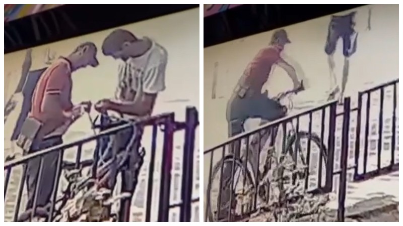Տեսախցիկները ֆիքսել են` ինչպես է 2 անձ գողանում ճաղավանդակին ամրացված հեծանիվը (տեսանյութ)