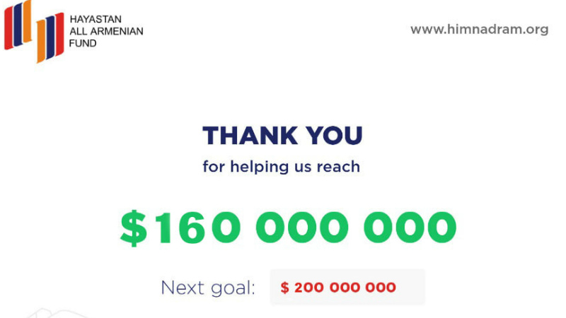 «Հայաստան» համահայկական հիմնադրամին նվիրատվությունը հատել է 160 մլն դոլարի շեմը