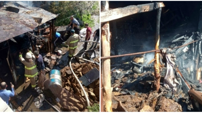 Ակունք գյուղում այրվել են հացատան տանիքի փայտյա կառուցատարրերը (լուսանկարներ)