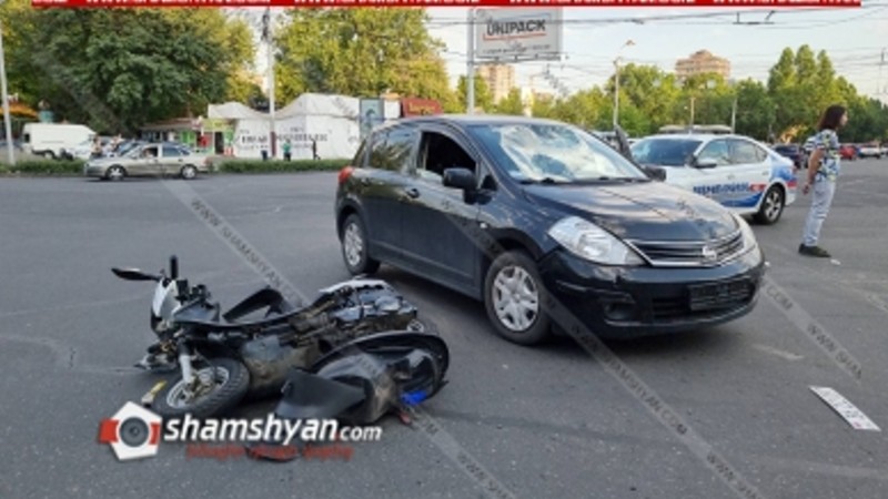 Երևանում բախվել են Nissan Tiida-ն ու մոտոցիկլը. մոտոցիկլավարը տեղափոխվել է հիվանդանոց