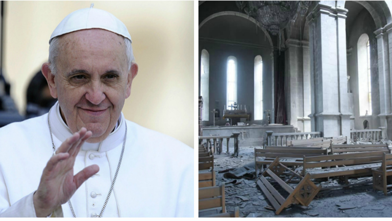 Հռոմի Ֆրանցիսկոս պապը իր նստավայրի պատուհանից հնչեցրած աղոթքի վերջում անդրադարձել է Արցախում տիրող իրավիճակին, դատապարտել է եկեղեցիների թիրախավորումը