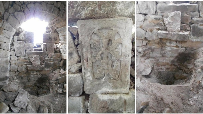 Անհայտ անձինք ջարդել են Իջևանի Սուրբ Անդրե վանքի խորանի քարերը (լուսանկարներ)
