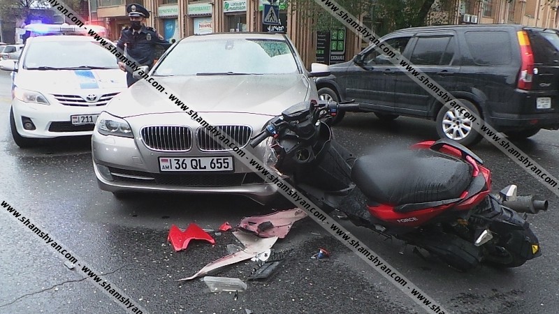 Երեւանում բախվել են BMW-ն ու մոպեդը. մոպեդավարը տեղափոխվել է հիվանդանոց