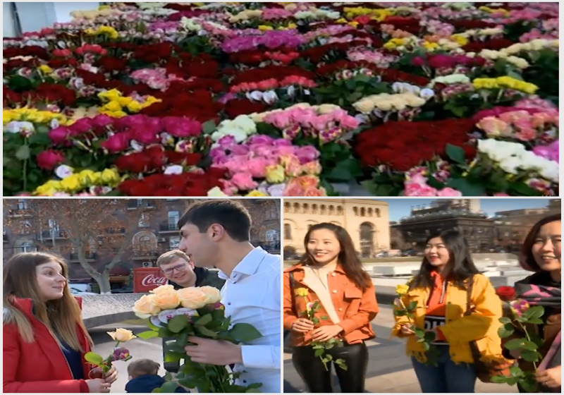 «Գ. Ծառուկյան» հիմնադրամը 1000-ավոր ծաղիկներ է նվիրել Երևանի կանանց և աղջիկներին