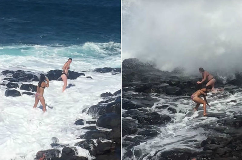 Հավայան կղզիներում հսկայական ալիքը քշել-տարել է քարափին լուսանկարվել փորձող զբոսաշրջիկներին
